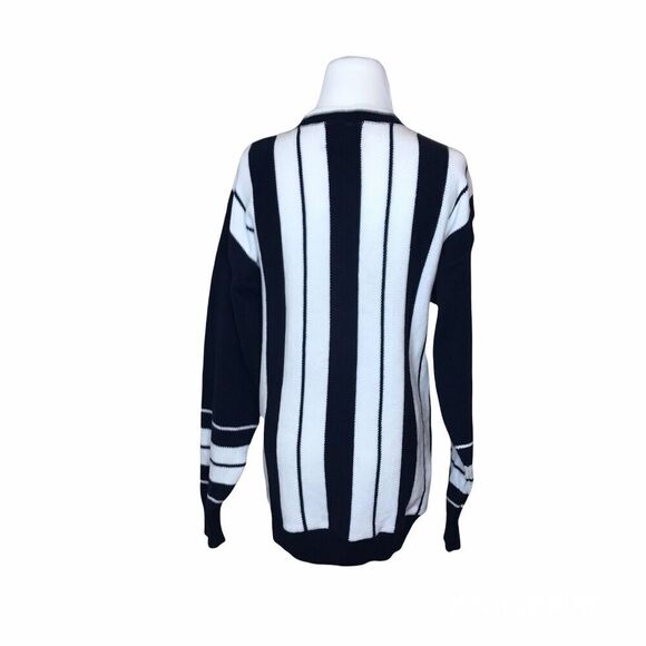 Jantzen Mens Size M Pullover Sweater Golf Embroidered Blue White Stripe VINTAGE - Picture 2 of 8